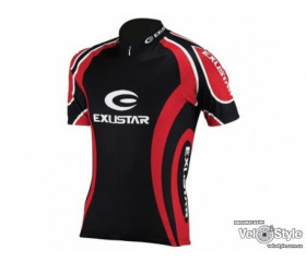 Велофутболка Exustar CJ22 Polyester 89%, Spandex 11%, черно-красная