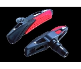 Колодки ободные Alligator V-brake, картриджные,  алю CNC основа, красно-чёрные колодки. Облегчённые, VB-689