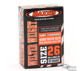Камера MAXXIS Welter Weight 26x1.0/1.25 FV (0.9мм) L:48мм Presta разборной ниппель для герметика