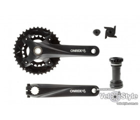 Шатуны OnRide Duet PRO 1010 Hollowtech 175мм 38x24T CL-49мм (9/10 скоростей) с кареткой BSA чёрные
