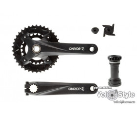 Шатуны OnRide Duet PRO 1010 Hollowtech 170мм 38x24T CL-49мм (9/10 скоростей) с кареткой BSA чёрные
